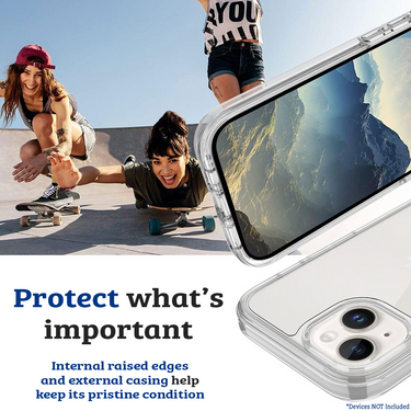 iPhone 15 Shockproof Case Cover with Wireless Charging Support - Easy Grip, Slip-Proof, Screen & Camera Lens Guard - Black